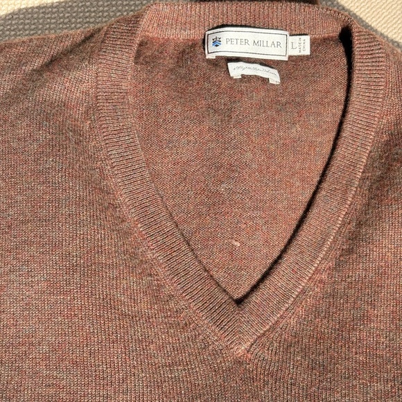 Peter Millar cashmere sweater long sleeve v-neck brown Large - Picture 3 of 13